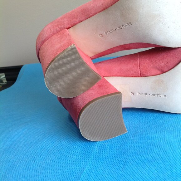 Pour La Victoire Pink Suede Pointed Toe Val Block Heels Pumps 8 - Picture 14 of 15